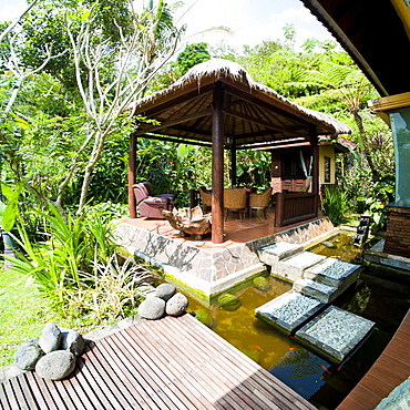 Outdoor area at luxury accommodation near Ubud on the island of Bali, Indonesia, Southeast Asia, Asia