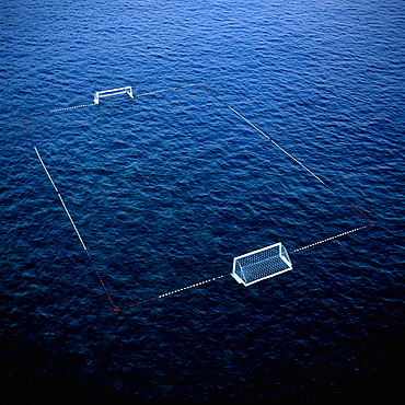 Goal and floats on surface of water in Adriatic Sea, Dubrovnik, Dalmatia, Croatia