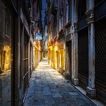 Calle Barcaroli in the morning in Venice, Veneto, Italy