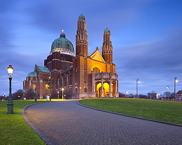 National Basilica of the Sacred Heart at night, Brussels, Belgium, Europe