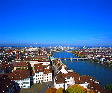 Outlook on Muenster and Rhine, Basel, Switzerland