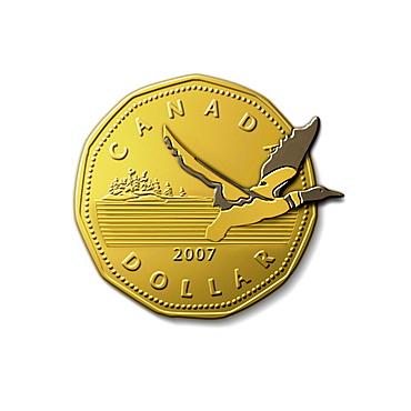 Loon Flying out of Loonie Dollar Coin