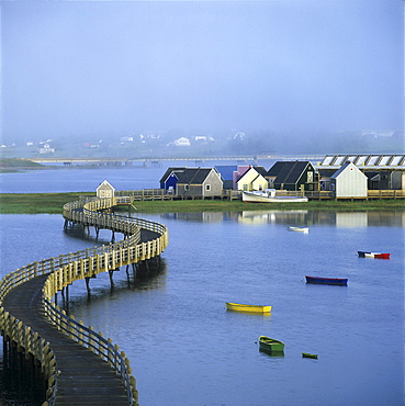 Boardwalk over Bouctouche River, Pays de la Sagouine Village, Bouctouche, New Brunswick