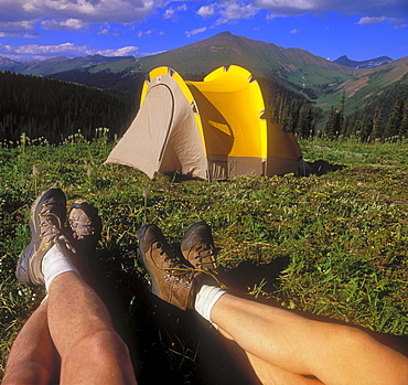 Campers in Purcell Mountains, British Columbia