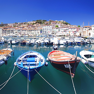 Harbour with fishing boats, Portoferraio, Island of Elba, Livorno Province, Tuscany, Italy, Mediterranean, Europe