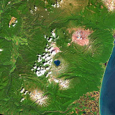 Karymsky Volcano, Russia, True Colour Satellite Image. Karymsky volcano, Russia, true colour satellite image