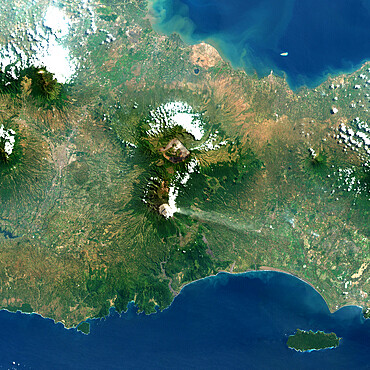 Bromo Volcano, Java Island, Indonesia, True Colour Satellite Image