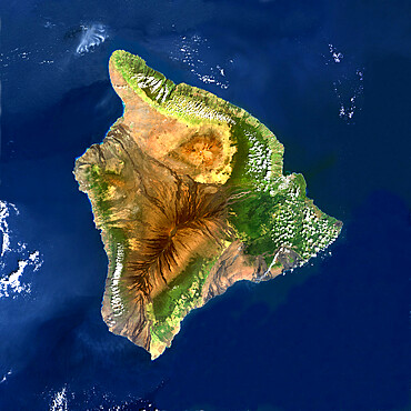 Mauna Loa Volcano, Hawai, Usa, True Colour Satellite Image