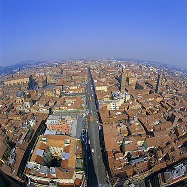 Aerial view of the city, Bologna, Emilia-Romagna, Italy, Europe