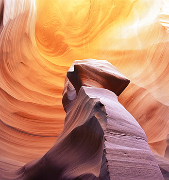 Pillar of stone in Thin Lizy Canyon, a slot canyon, Arizona, United States of America (U.S.A.), North America