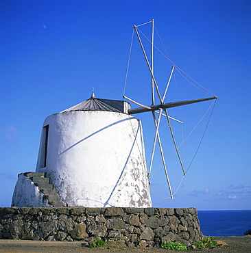 Windmill on the island of Corvo, Azores, Portugal, Atlantic Ocean, Europe