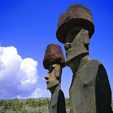 Ahu Nau Nau at Anakena, Easter Island, Chile, Pacific