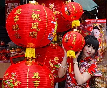 Girl in Chinese costume, Chinatown, Bangkok, Thailand, Southeast Asia, Asia