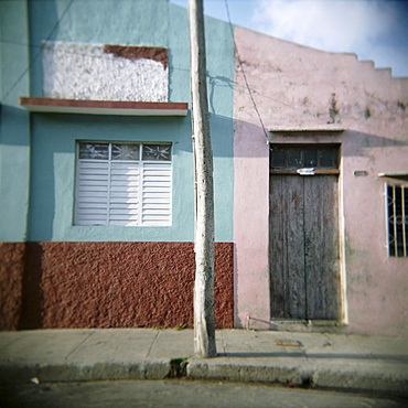 Detail of painted walls, Cienfuegos, Cuba, West Indies, Central America