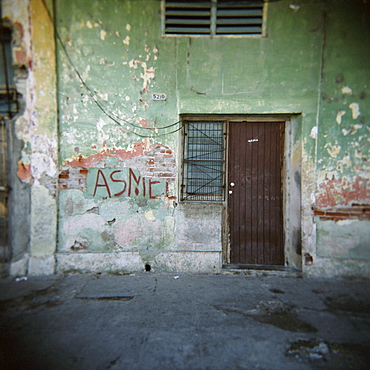 Wall detail with graffiti, Cienfuegos, Cuba, West Indies, Central America