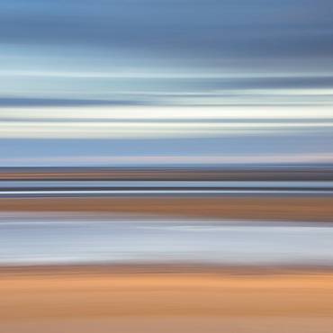 Abstract image of the view from Alnmouth Beach to the North Sea, Alnmouth, Northumberland, England, United Kingdom, Europe