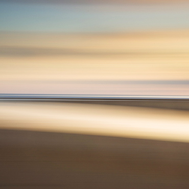 Abstract image of the view from Alnmouth Beach to the North Sea, Alnmouth, Northumberland, England, United Kingdom, Europe