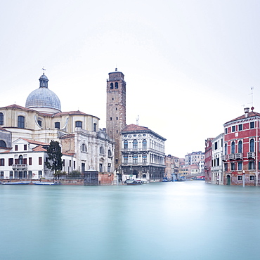 Long exposure image of buildings on the Grand Canal, Venice, UNESCO World Heritage Site, Veneto, Italy, Europe