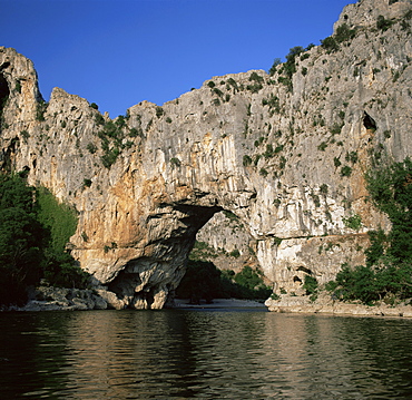 The Pont d'Arc, natural arch over the Ardeche River, Ardeche, Rhone-Alpes, France, Europe