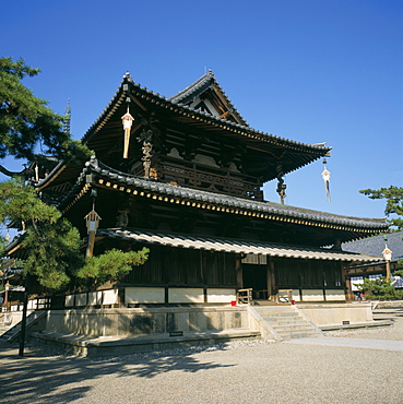 Kondo hall, dating from 670, oldest wooden building in Japan, Horyu-ji Temple, Nara, UNESCO World Heritage Site, Kansai, Japan, Asia