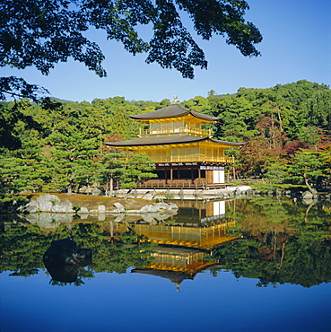 Kinkaku-ji 'Golden' Temple, Kyoto, Kansai, JapanTemple originally built in 1397 and rebuilt in 1955