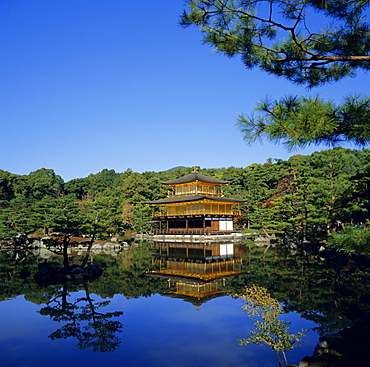 Kingkaku-ji, Golden Temple, original built in 1397, rebuilt in 1955, Kyoto, Kansai, Japan, Asia