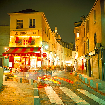 Montmartre area at night, Paris, France, Europe