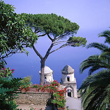 View to Mediterranean sea, Villa Rufolo, Ravello, Campania, Italy, Europe
