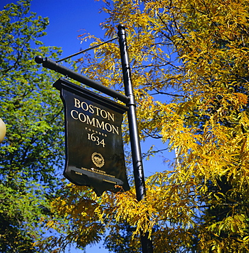 Boston Common sign, Boston Common, Massachusetts, New England, USA, North America