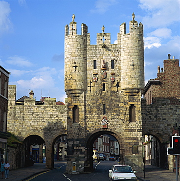 Micklegate Bar and City Wall, York, Yorkshire, England, United Kingdom, Europe