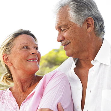 senior couple outdoors, close-up