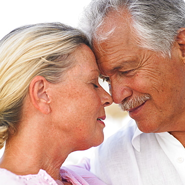 senior couple outdoors, close-up