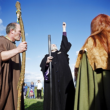 Druid ceremony on the Hill of Tara, County Meath, Leinster, Republic of Ireland (Eire), Europe