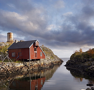 Abandoned fishery on stilts, Lofoten Island, Norway, Scandinavia, Europe