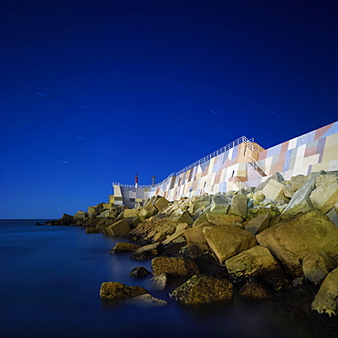 Breakwater, architects Felipe Samaran Salo and Eduardo Zamorro, Guarda, Pontevedra, Galicia, Spain, Europe