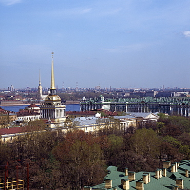 View of Admirality and Winter Palace, St. Peterburg, Russia, Europe