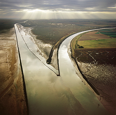 Aerial image of Black Buoy Sand, The Scalp, The Haven, Frampton Marsh, The Wash, Lincolnshire, England, United Kingdom, Europe