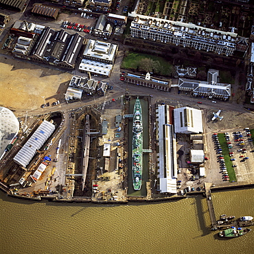 Aerial image of Chatham Historic Dockyard, a maritime museum, Chatham, Kent, England, United Kingdom, Europe