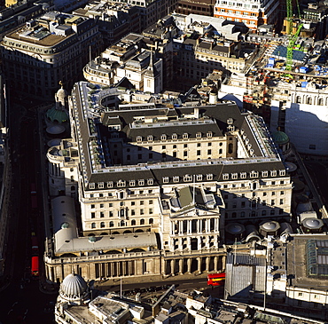 Aerial image of the Bank of England, City of London, London, England, United Kingdom, Europe