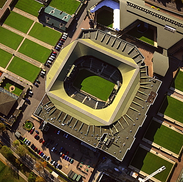 Aerial image of Centre Court, All-England Club (All England Lawn Tennis and Croquet Club), Wimbledon, London, England, United Kingdom, Europe