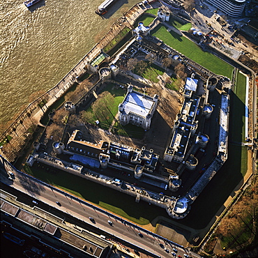 Aerial image of the Tower of London, UNESCO World Heritage Site, London, England, United Kingdom, Europe