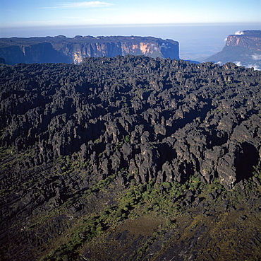 Aerial image of tepuis showing the summit of Mount Roraima (Cerro Roraima), Venezuela, South America