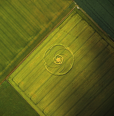 Aerial image of crop circle, Wiltshire, England, United Kingdom, Europe