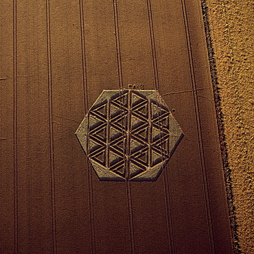 Aerial image of crop circle, Wiltshire, England, United Kingdom, Europe