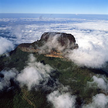 Aerial image of Tramentepui, Eastern chain of tepuis, Estado Bolivar, Venezuela, South America