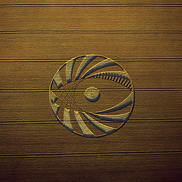 Aerial image of crop circle, Wiltshire, England, United Kingdom, Europe