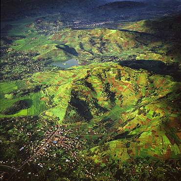 Aerial view of intensive agriculture in Rwanda, Africa