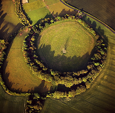 Aerial image of Bury Hill Fort, Wiltshire, England, United Kingdom, Europe