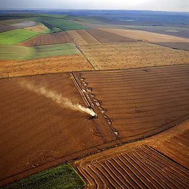 Aerial image of fields and harvest, Wiltshire, England, United Kingdom, Europe