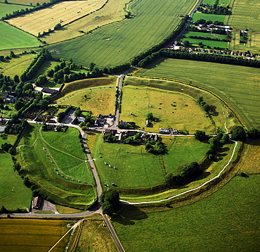 Aerial image of Avebury, Neolithic Monument, site of a large henge and several stone circles, UNESCO World Heritage Site, Wiltshire, England, United Kingdom, Europe